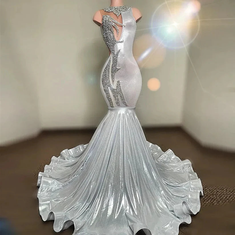 Clothing Store Silver Sequin Mermaid Prom Dresses For African Women With Beading Evening Gowns S3052 Clothing Store Silver Sequin Mermaid Prom Dresses For African Women With Beading Evening Gowns S3052