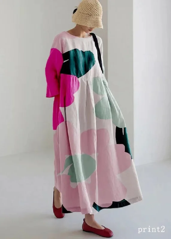 Polished Style Deals Flower print2 Cotton Dresses Pockets Patchwork Spring