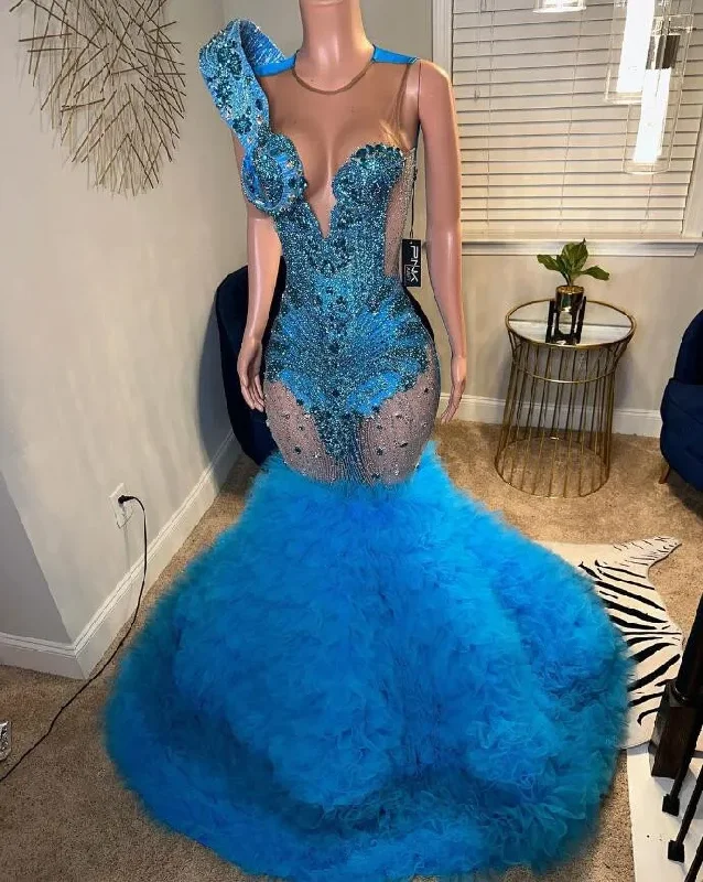 Discount Store Luxury Long African Prom Dress for Women Sparkly Diamond Crystal Ruffles Black Girl Birthday Gala Queen Gown Discount Store Luxury Long African Prom Dress for Women Sparkly Diamond Crystal Ruffles Black Girl Birthday Gala Queen Gown