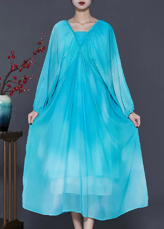 Flash Sale – Stunning Outfits At Exclusive Prices Women Lake Blue Oversized Tie Dye Chiffon Dresses Spring Flash Sale – Stunning Outfits At Exclusive Prices Women Lake Blue Oversized Tie Dye Chiffon Dresses Spring