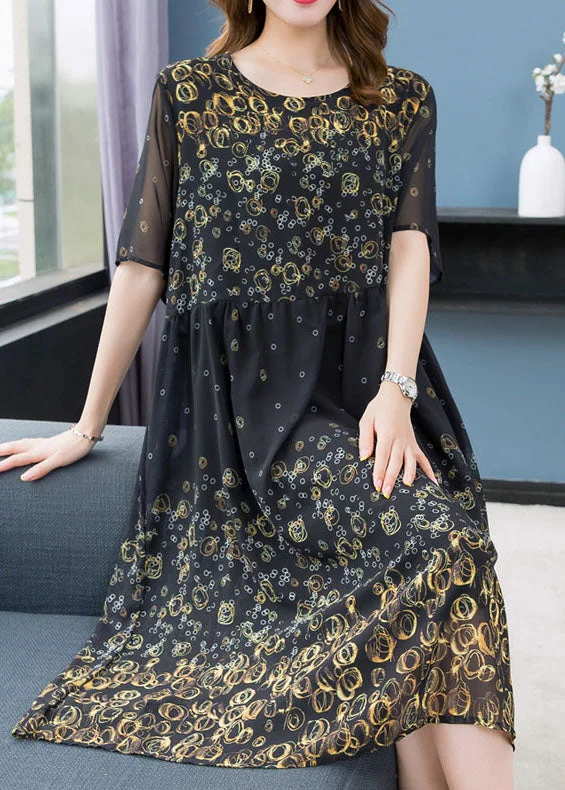 The Ultimate Fashion Sale – Stylish Looks For Less Fine Yellow Print Wrinkled Patchwork Chiffon Dresses Summer
