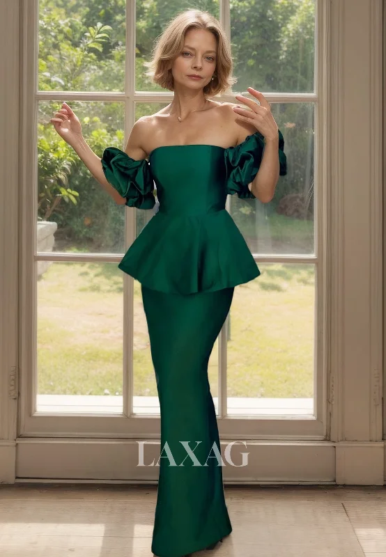 Casual Chic Clothing For Women Puff-Sleeves Tube Top Off-Shoulder Pleated Floor-Length Tiered Mermaid Mother of the Bride Dress Casual Chic Clothing For Women Puff-Sleeves Tube Top Off-Shoulder Pleated Floor-Length Tiered Mermaid Mother of the Bride Dress
