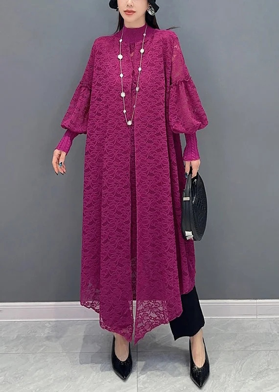 Find Your Unique Flair Fashion Rose Ruffled False Two Pieces Lace Dress Spring