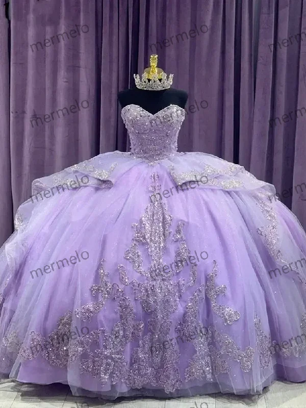 Cheap Women's Clothing Online Lilac Quinceanera Dress Sequined Appliques Lace Ruffles Ball Gown Sweet 16 Dresses Cheap Women's Clothing Online Lilac Quinceanera Dress Sequined Appliques Lace Ruffles Ball Gown Sweet 16 Dresses