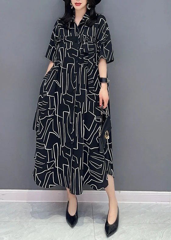 Fashion Essentials French Black Striped Pockets Patchwork Cotton Shirts Dress Summer Fashion Essentials French Black Striped Pockets Patchwork Cotton Shirts Dress Summer