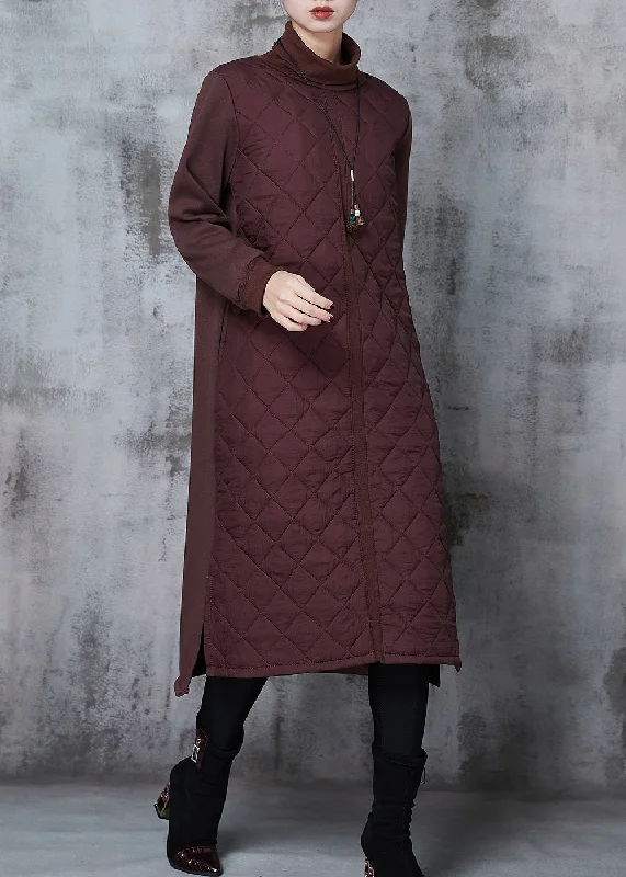 Unmissable Offers On Women's Everyday And Occasion Wear Women Brown Turtle Neck Patchwork Fine Cotton Filled Dresses Spring Unmissable Offers On Women's Everyday And Occasion Wear Women Brown Turtle Neck Patchwork Fine Cotton Filled Dresses Spring