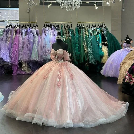 Elegant Clothing For Women Pink Quince Dress off shoulder ball gown prom dress      S3526