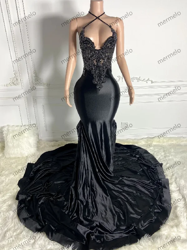 Latest Fashion for Women Mermaid Halter Crystals American African Evening Gowns Birthday Party Latest Fashion for Women Mermaid Halter Crystals American African Evening Gowns Birthday Party