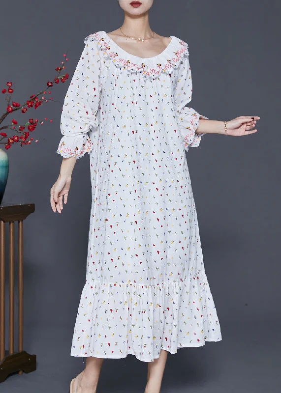 Explore What's New Art White Embroidered Cotton Vacation Dresses Spring