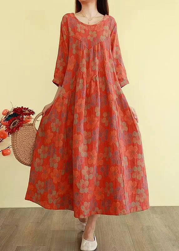 Shop Timeless Women's Fashion With Limited-Time Savings Loose Orange O Neck Plaid Cotton Dresses Bracelet Sleeve Shop Timeless Women's Fashion With Limited-Time Savings Loose Orange O Neck Plaid Cotton Dresses Bracelet Sleeve