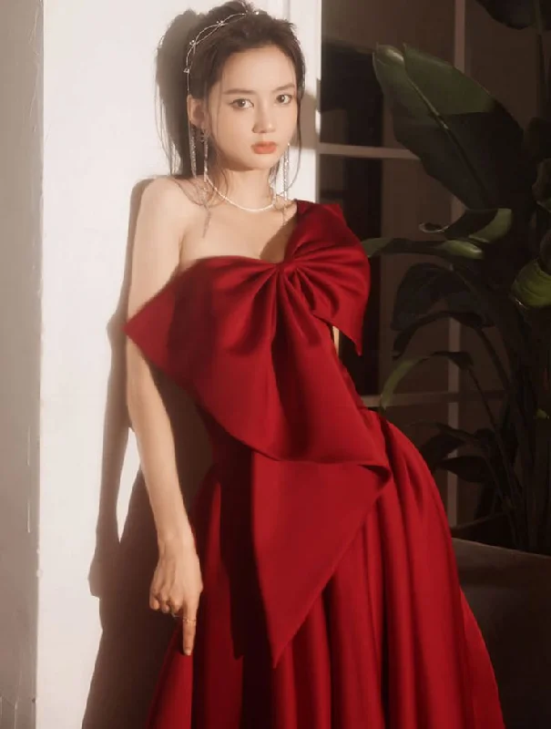 Chic Women's Outfit Ideas Sleeveless One Shoulder Long Prom Dress Burgundy Red Ball Gown S2667 Chic Women's Outfit Ideas Sleeveless One Shoulder Long Prom Dress Burgundy Red Ball Gown S2667