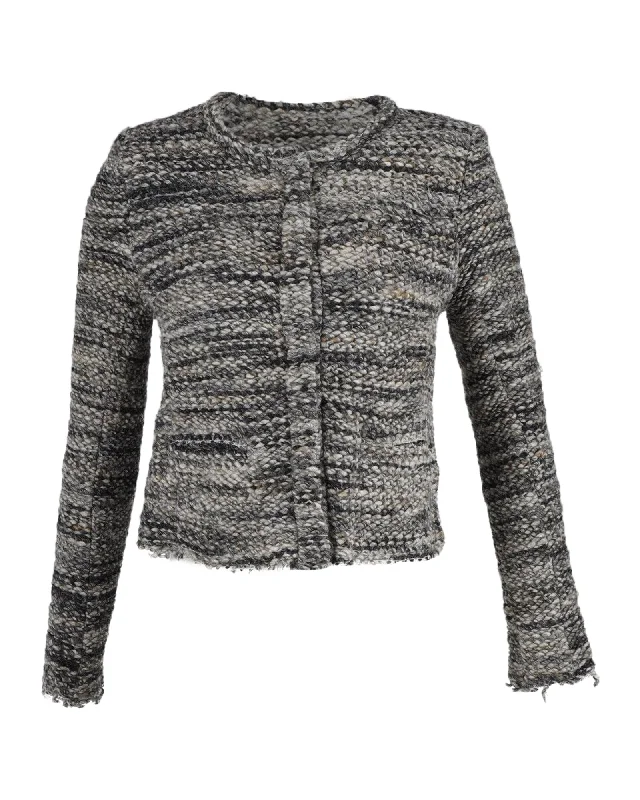 Women's Seasonal Fashion Trends Iro Carene Knit Jacket in Grey Wool