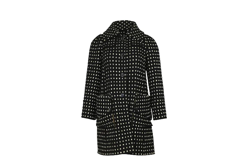 Women's Professional Clothes Diane Von Furstenberg Polka Dot Trench Coat in Black Wool Women's Professional Clothes Diane Von Furstenberg Polka Dot Trench Coat in Black Wool