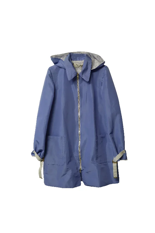 Plus-Size Women's Clothing Marni Hooded Overcoat in Blue Polyester