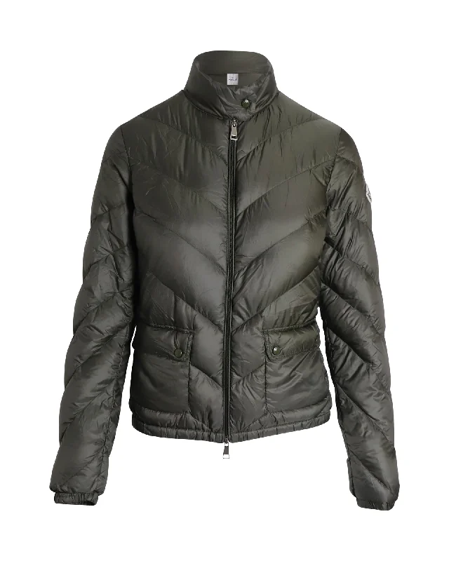 Modern Women's Apparel Moncler Quilted Puffer Jacket in Olive Polyamide