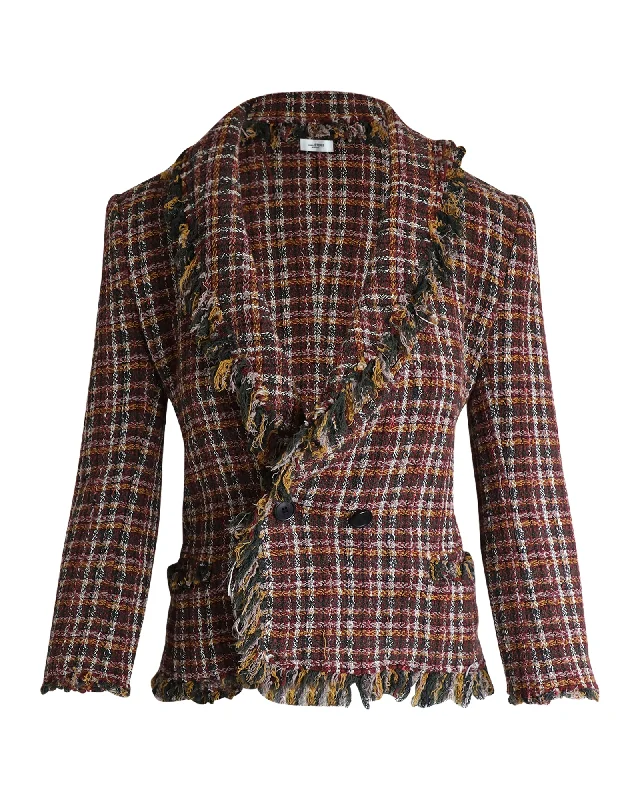 Fashionable Casual Tops Isabel Marant Etoile Nicole Checked Tweed Double Breasted Blazer in Multicolor Cotton Fashionable Casual Tops Isabel Marant Etoile Nicole Checked Tweed Double Breasted Blazer in Multicolor Cotton