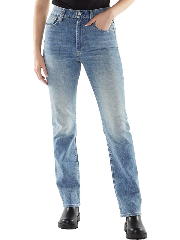 Women's Chic Outerwear Garments Womens High-Rise Faded Slim Jeans