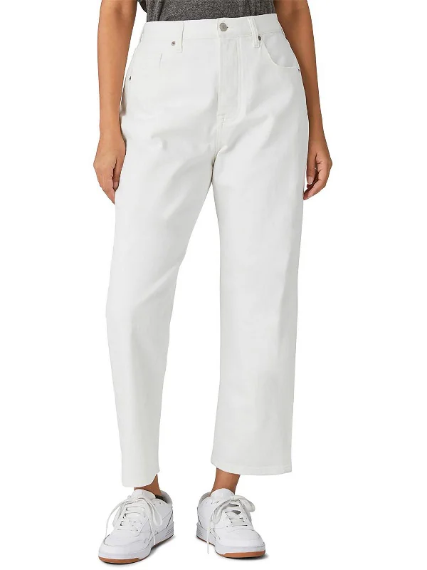 Women's Resort Apparel 90s Loose Womens High-Rise Raw Hem Cropped Jeans