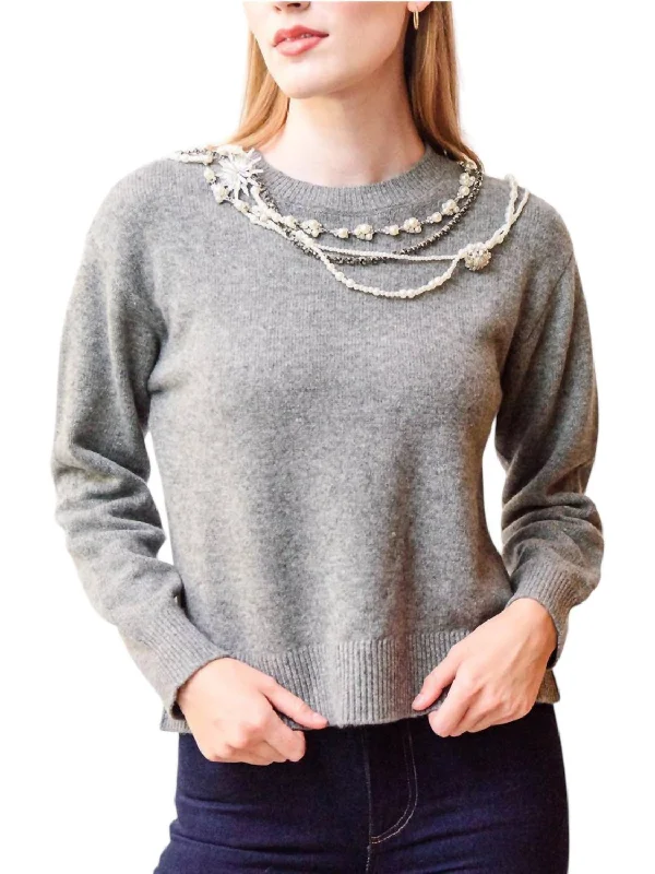Vintage Women's Fashion Lilliana Pullover Sweater In Grey