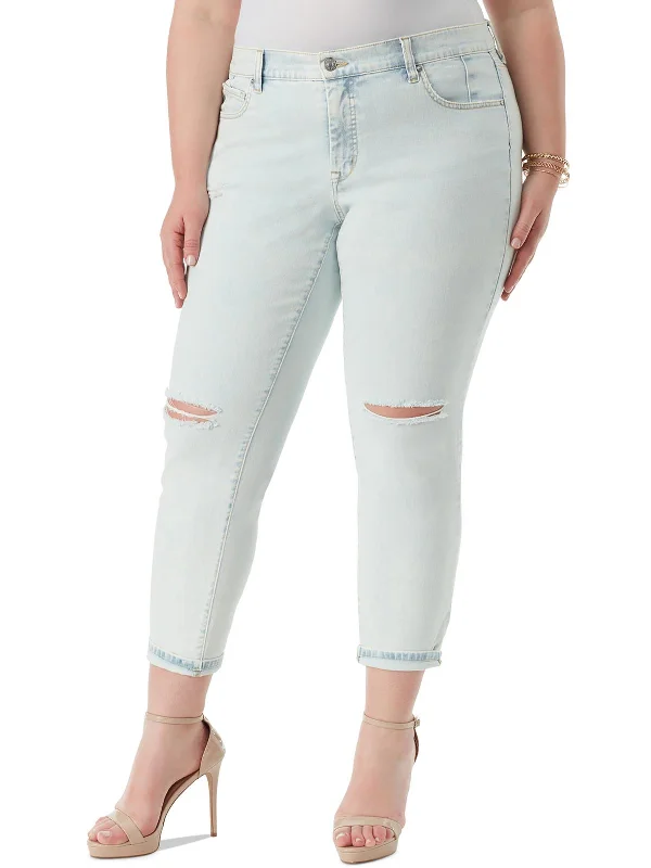 Women's Clothes Plus Mika Womens Cuffed Light Wash Skinny Jeans