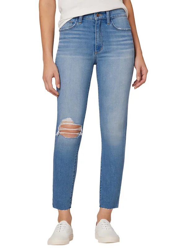 Affordable Women's Apparel Womens Raw Hem Destroyed Boyfriend Jeans