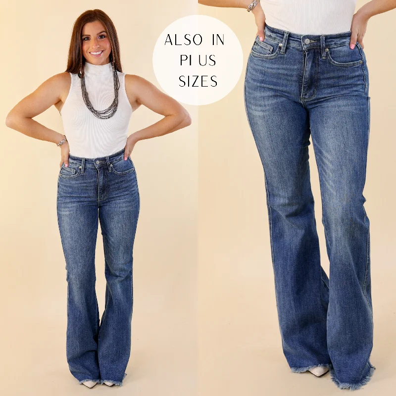 Women's Travel Outfit Set Last Chance Size 0 | Judy Blue | Give Me The Scoop Tummy Control Fray Hem Flare Jeans in Medium Wash Women's Travel Outfit Set Last Chance Size 0 | Judy Blue | Give Me The Scoop Tummy Control Fray Hem Flare Jeans in Medium Wash