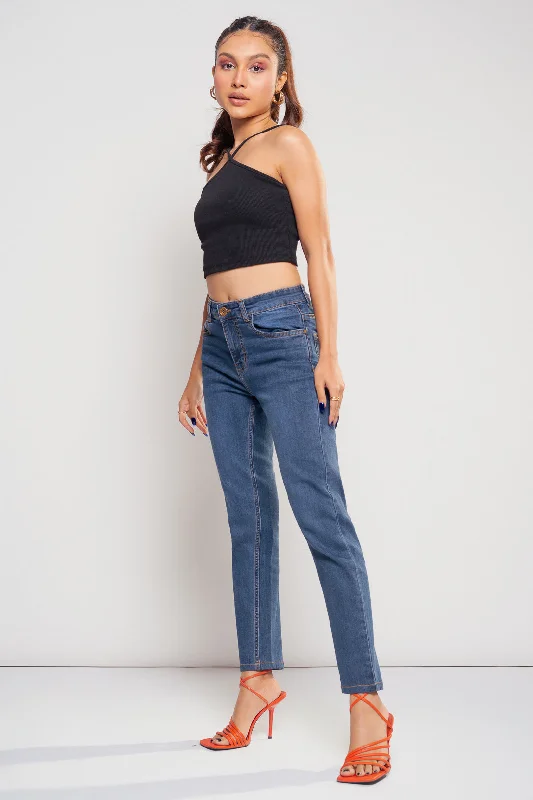 Formal Outfit For Women Mid Dark Slim Jeans