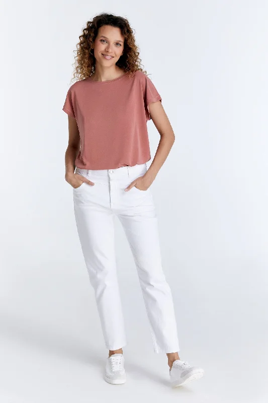 Women's Athletic Clothes Victoria Mid Waist 5 Pocket Jeans White