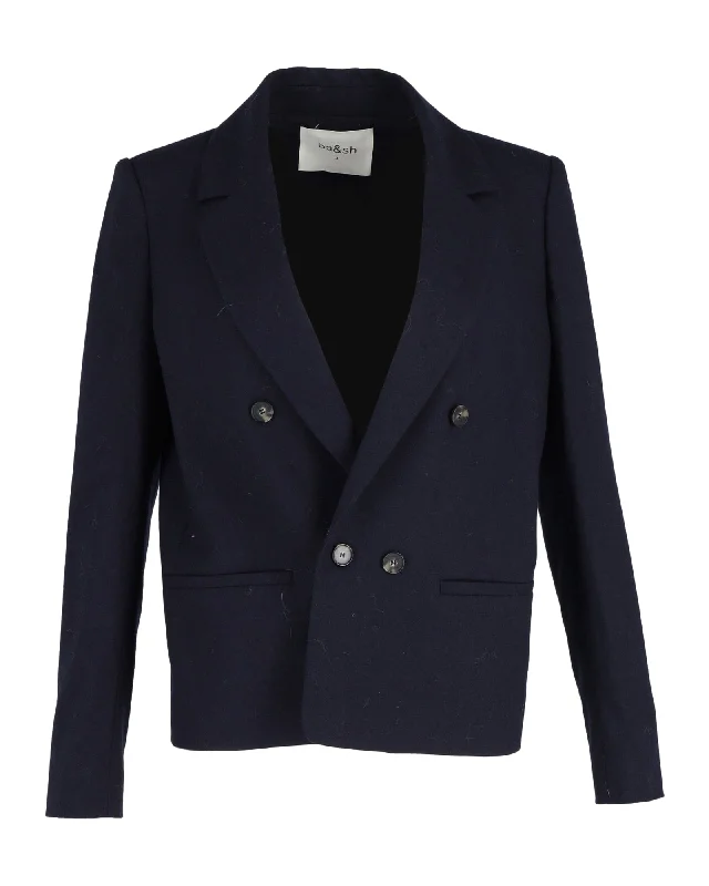 Women's Clothing Ba&Sh Double-Breasted Coat in Navy Blue Viscose