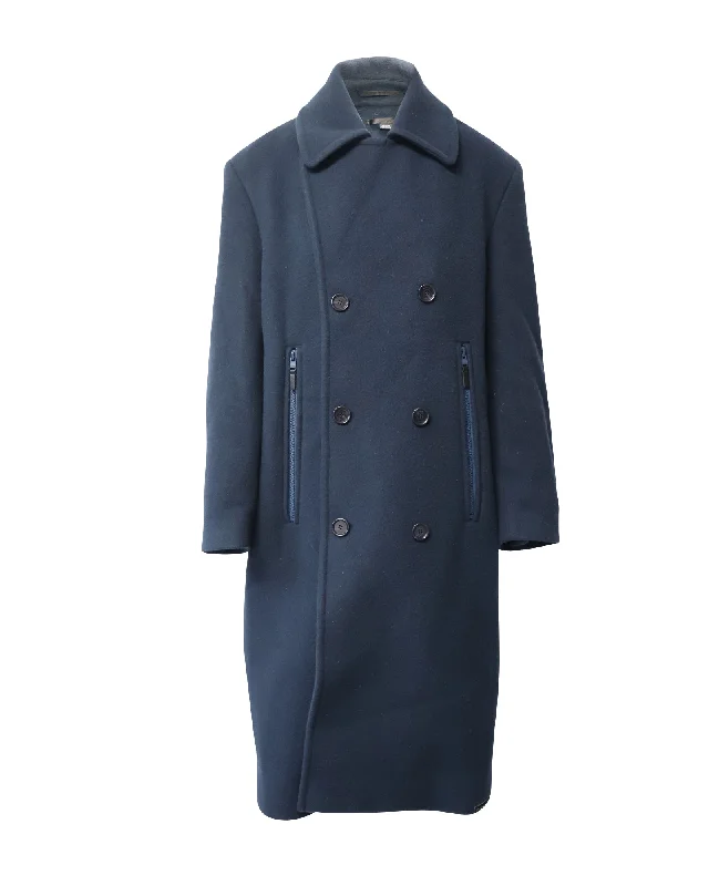Trendy Women's Apparel for All Seasons Eytys Long Coat with Zip Pocket in Navy Blue Wool