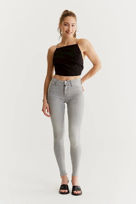 Fashionable Women's Clothing Sophia High Waist Reshape 5 Pocket Jeans Stone Grey