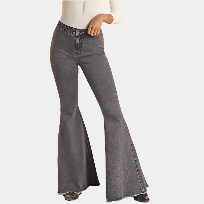 Women's Casual Wear Clothing Rock and Roll Denim High Rise Bell Bottom Jeans