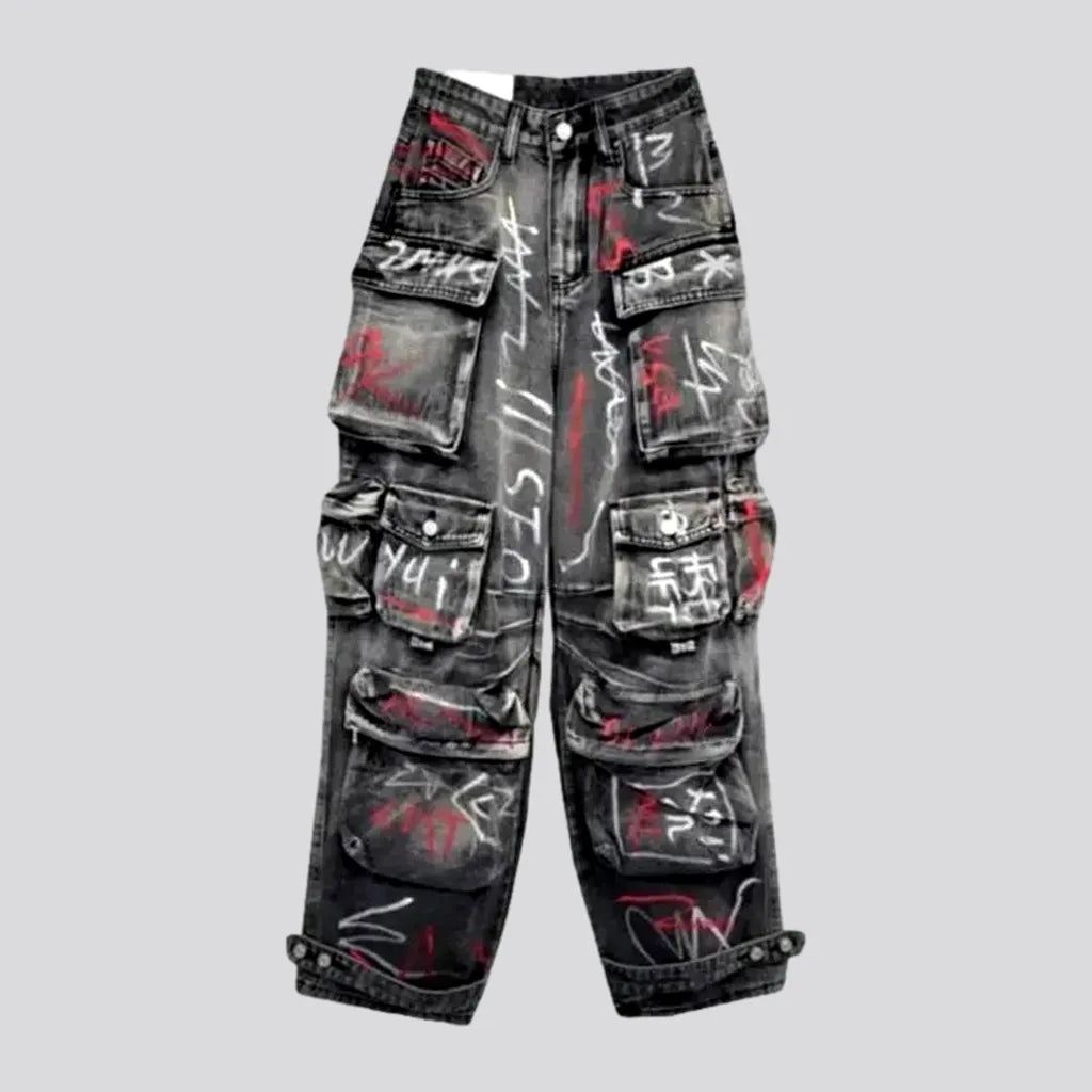 Stylish Loungewear for Women Graffiti-print voluminous jeans for women