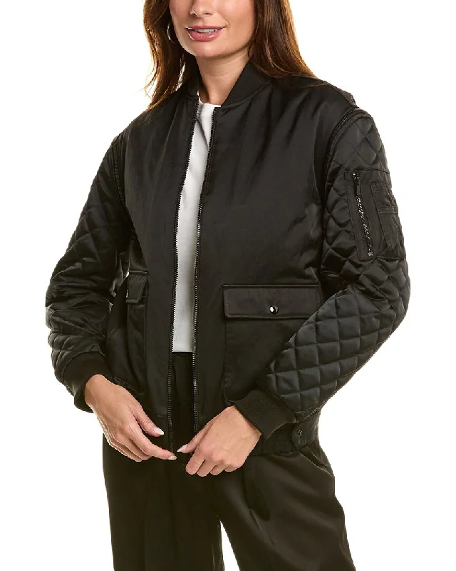 Women's Travel Outfit Set The Kooples Quilted Sleeve Bomber Jacket