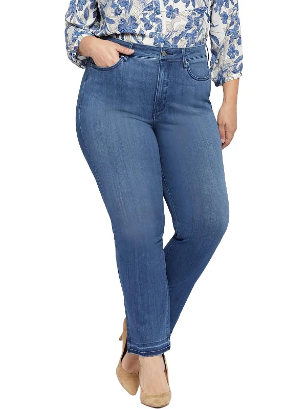 Women's Sports Apparel Plus Womens High Waist Released Hem Straight Leg Jeans