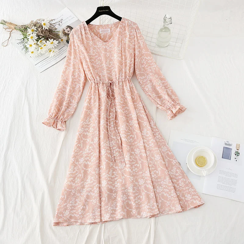 Best Boutiques Online Chiffon floral dress with slim waist and gentle lady skirt 4091 Best Boutiques Online Chiffon floral dress with slim waist and gentle lady skirt 4091