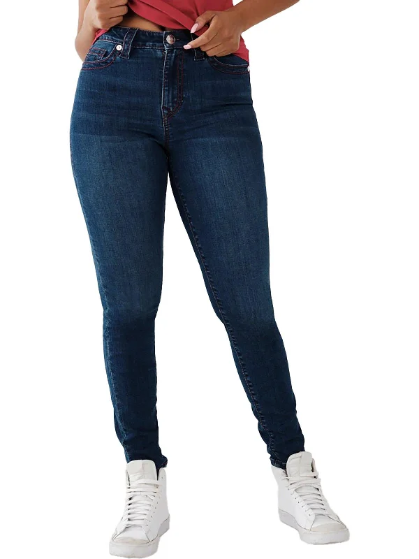 Women's Formal Apparel Halle Womens High Rise Dark Wash Skinny Jeans