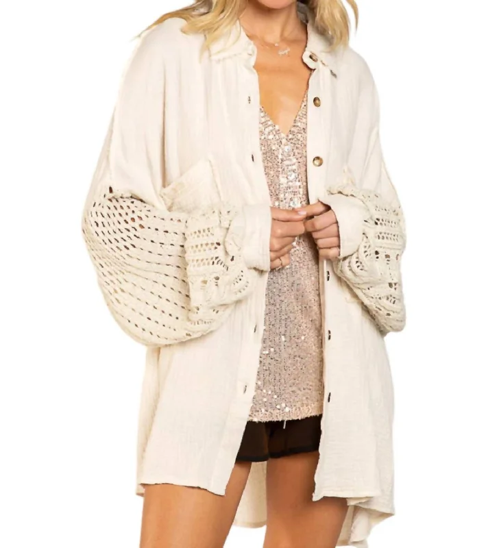 Versatile Women's Clothing for All Occasions Oversized Shirt Top Cardigan In Natural Versatile Women's Clothing for All Occasions Oversized Shirt Top Cardigan In Natural