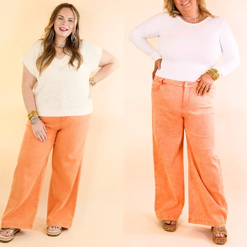 Sustainable Fashion Clothing For Women The Best Cropped Wide Leg Jeans in Apricot Orange Sustainable Fashion Clothing For Women The Best Cropped Wide Leg Jeans in Apricot Orange