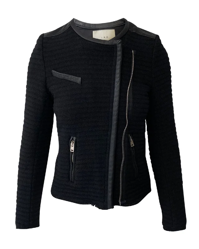 Women's High-End Clothing Iro Black Fleece Wool Evening Jacket