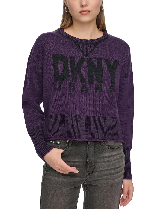 Women's Evening Outfit Womens Knit Ribbed Trim Pullover Sweater