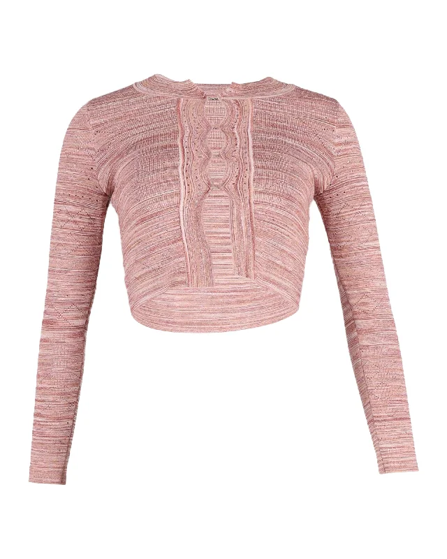 Women's Elegant Clothing Sets Sandro Striped Cropped Cardigan in Pink Viscose