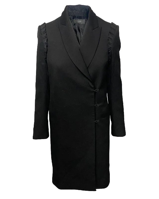 Summer Sale Joseph Ruffled Coat in Black Wool