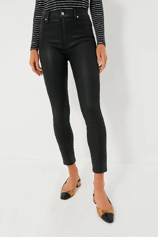 Elegant Women's Fashion The High Waist Ankle Skinny In Silblack