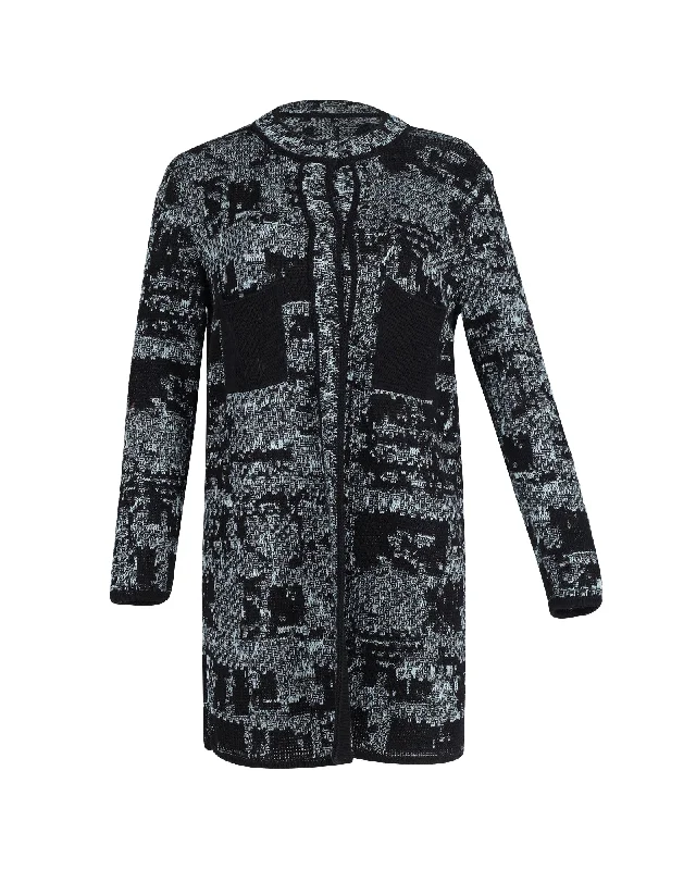Casual Fashion Trends for Women Missoni Knitted Midi Coat in Blue and Black Cotton