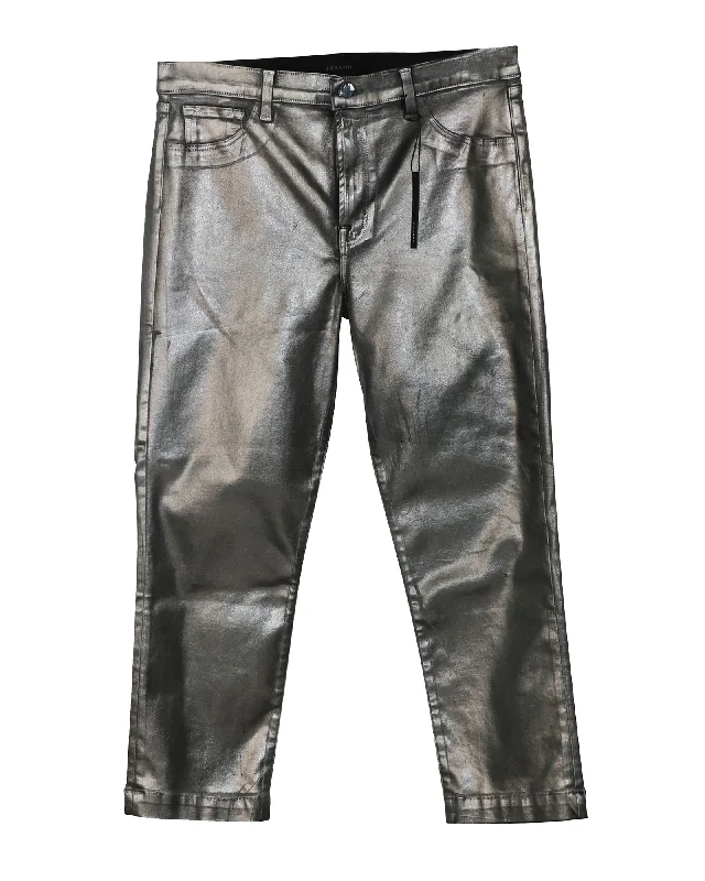 Formal Clothing For Women J Brand Ruby High Rise Crop Cigarette Jeans in Galactic Silver Lyocell Formal Clothing For Women J Brand Ruby High Rise Crop Cigarette Jeans in Galactic Silver Lyocell