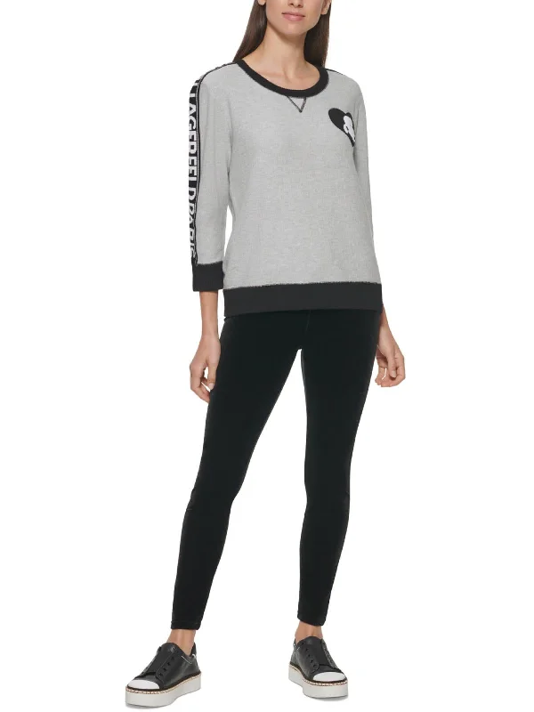 Trendy Women's Fashion Womens Patch Logo Pullover Sweater