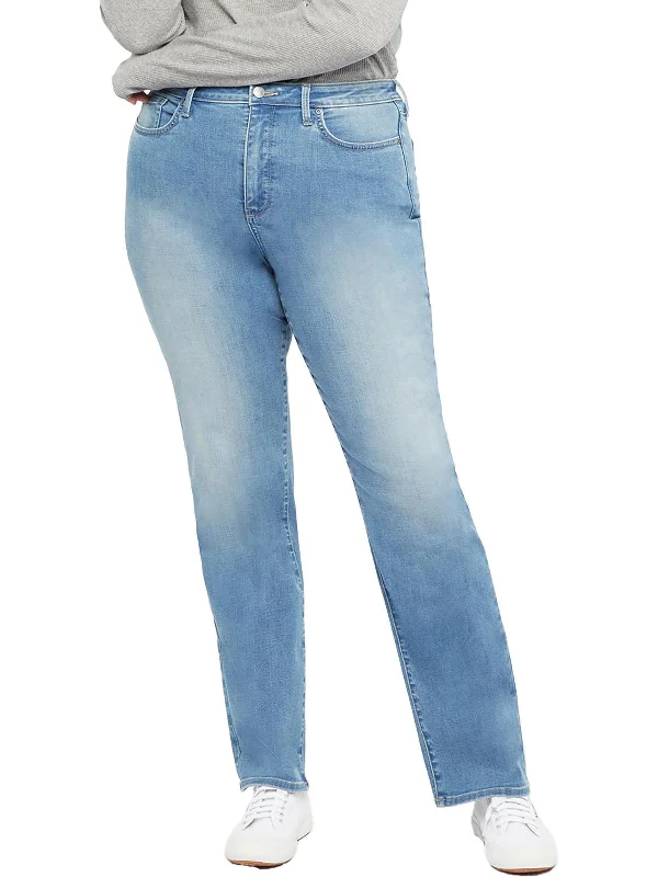 Women's Luxury Garments Plus Womens Relaxed Light Wash Straight Leg Jeans