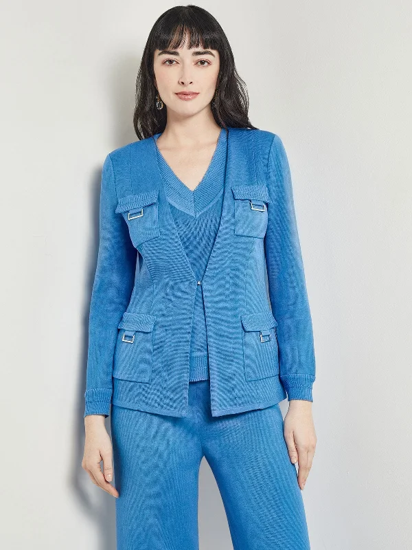 Flash Sales This Week Tailored Fit Jacket - Ribbed Detail Flat Knit