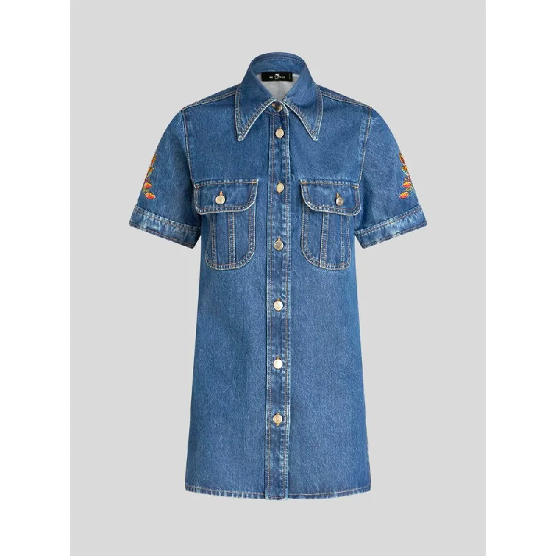 Women's Outerwear Attire DENIM SHIRT WITH EMBROIDERY